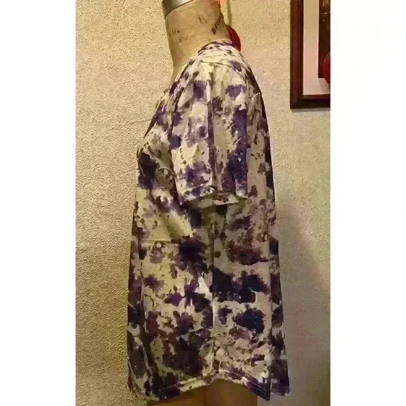 Plus Tie Dye Pleated 3 Button Casual Flowy Pullover Blouse Top NWT Size XXL - Picture 3 of 7